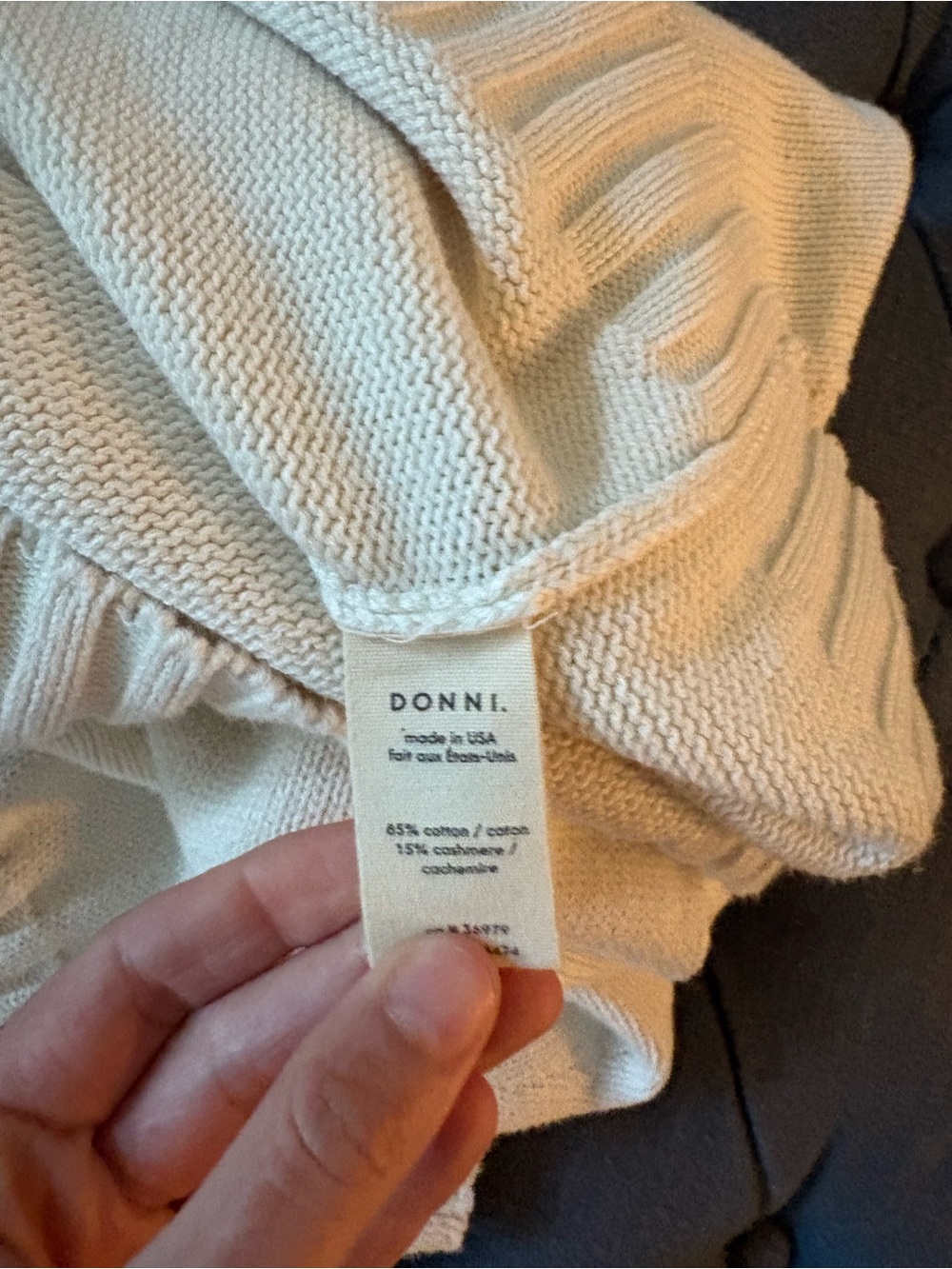 DONNI. Relaxed Crewneck Sweater in Cream - Picture 6 of 9